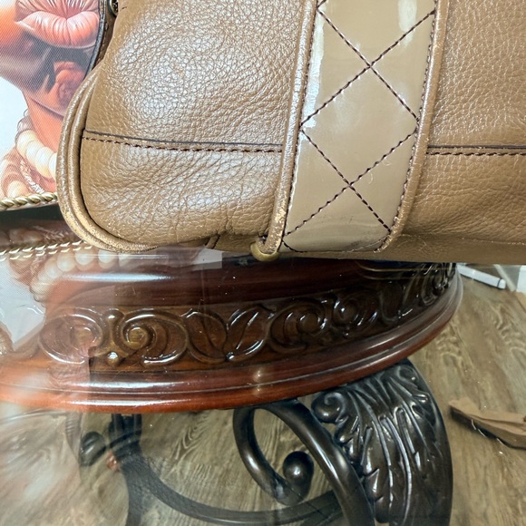 Burberry Tan Leather Satchel with Scarf Accent - Picture 7 of 13